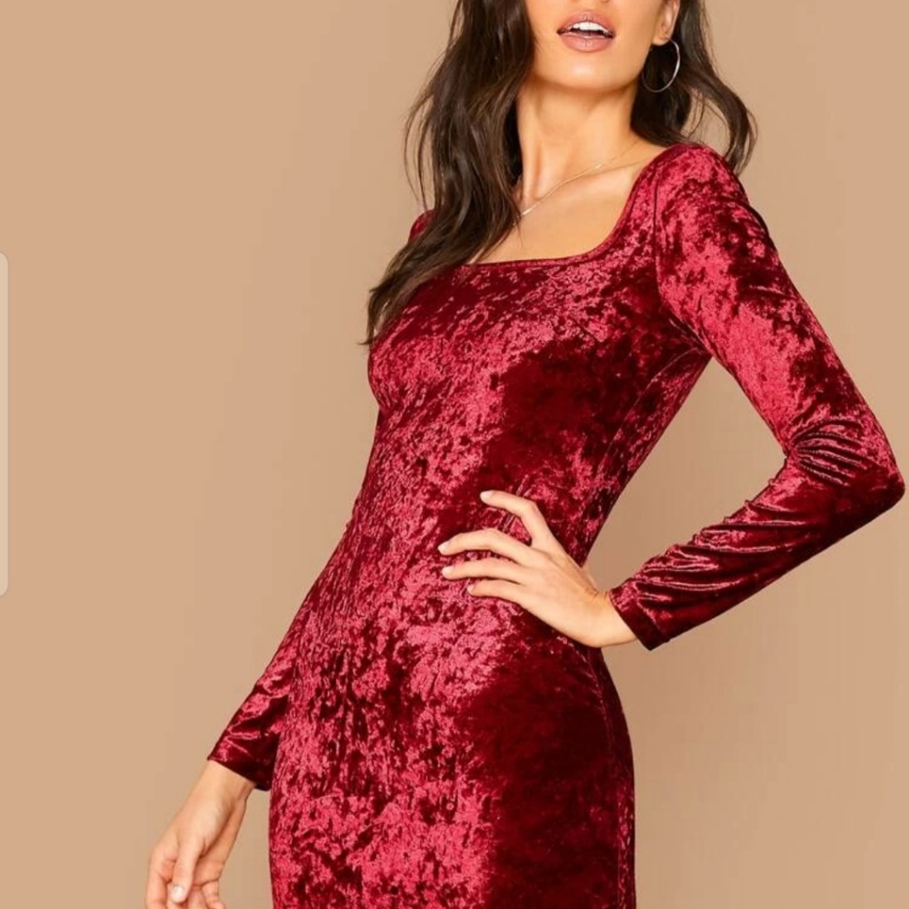 Candie's | Crushed Red Velvet Bodycon Dress